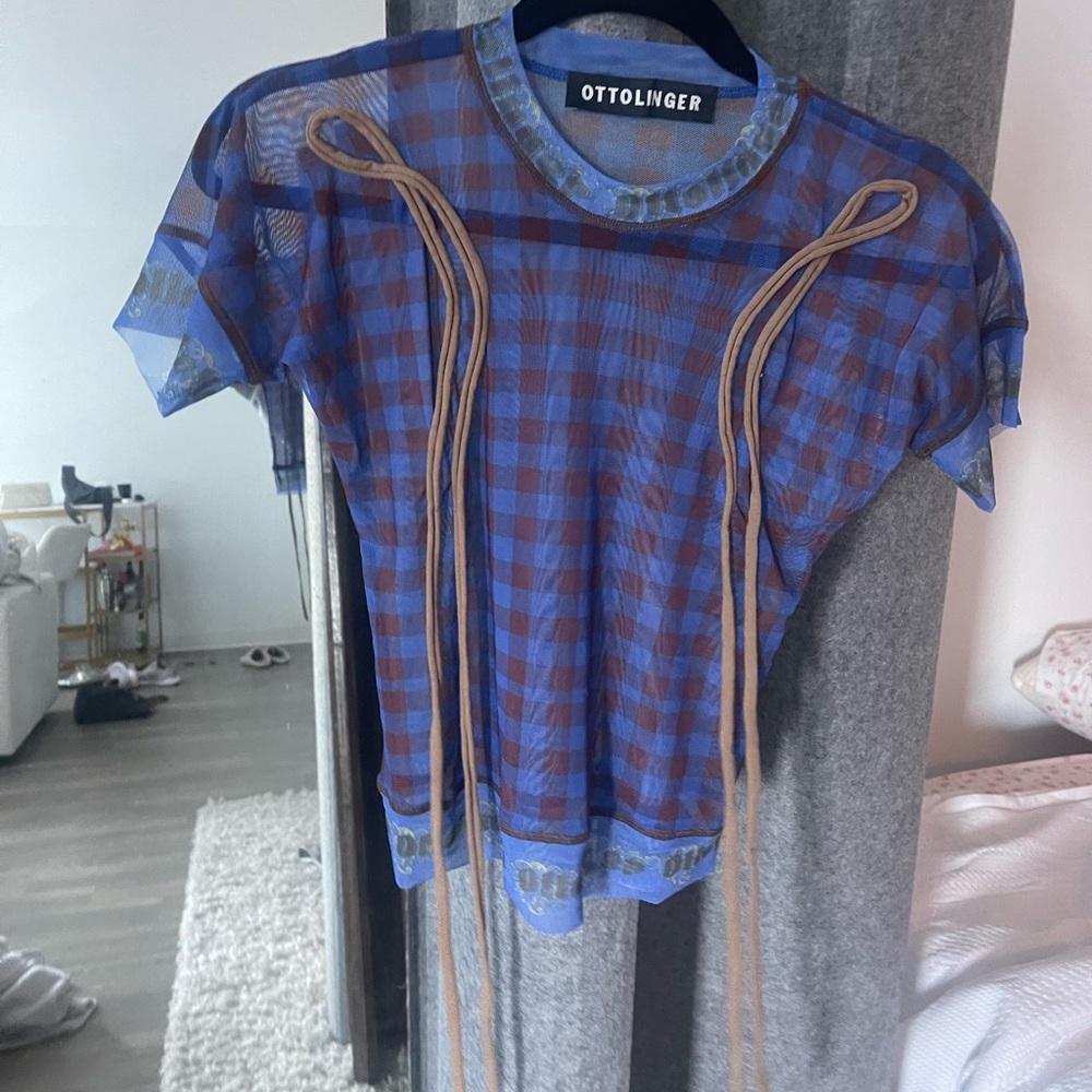 Ottolinger Mesh Plaid top